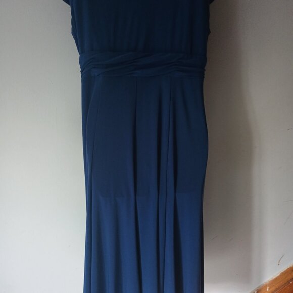 Royal Blue V Neck long flowing Dress Jones wear by Jones New York - Picture 5 of 7